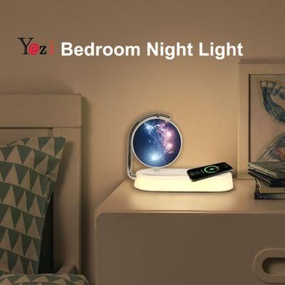 Bedside Lamp 15W Wireless Charger LED Desk Ring Light Holder with Touch Control Brightness Table Lamp Eye-Caring Reading Light
