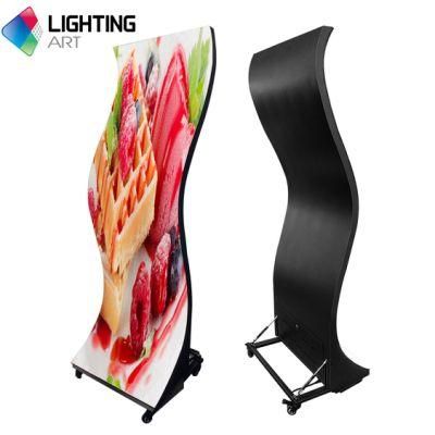 Ultra Slim S-Shaped Indoor P2 P2.5 P3 Portable Advertising LED Digital Standing Display with Foldable Stand