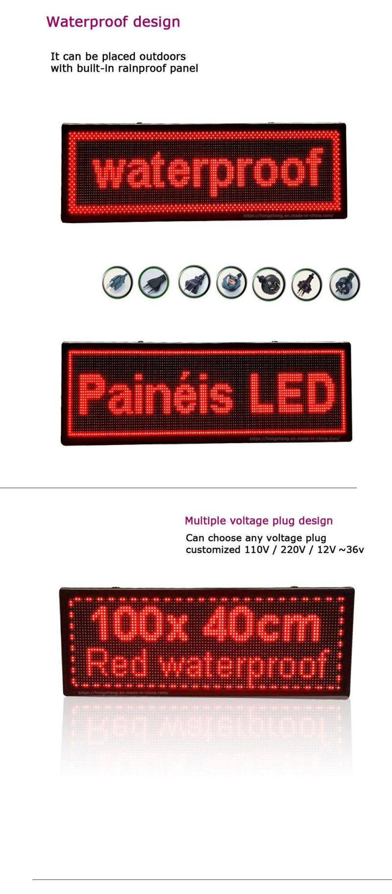 P10 Red Color Outdoor Waterproof Advertising Text Board LED Screens