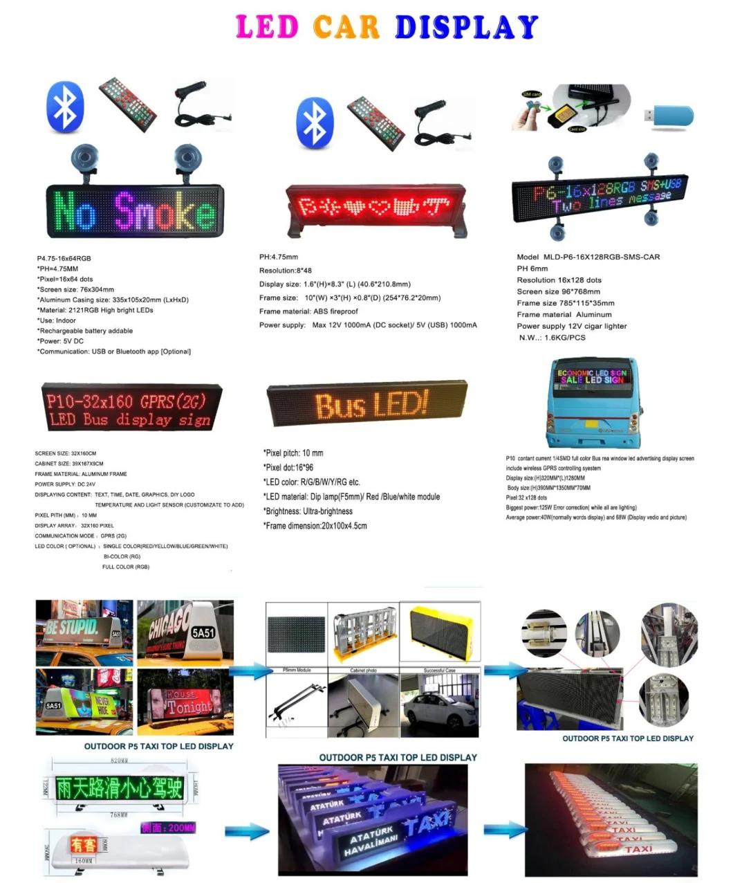 Indoor P10 Single Red Advertising Mobile Display, Car LED Signage