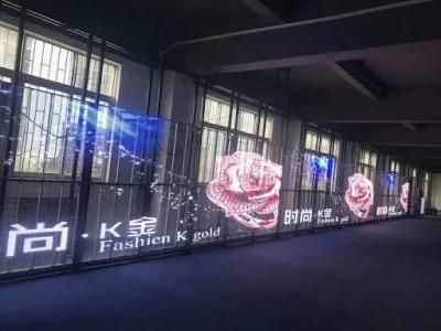 HD Transparent Glass Curtain LED Display Screen Wall for Advertising