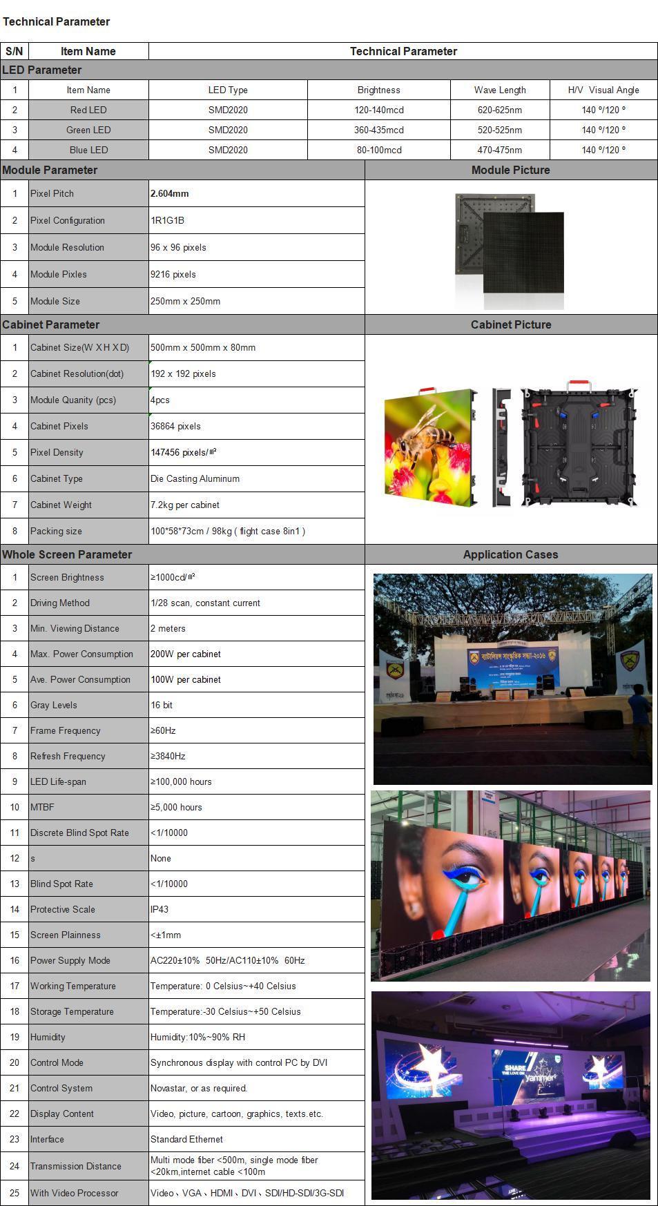 P2.6 Stage Decoration Lighting Stage Backdrop Wall Rental LED Video Display