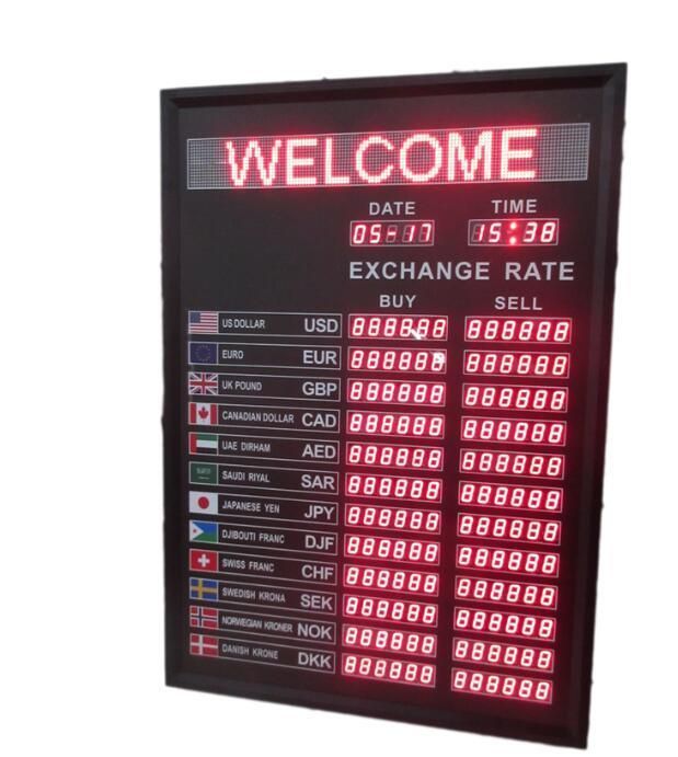Foreign Currency Exchange Rate Board LED Sign Indicating Advertising Board