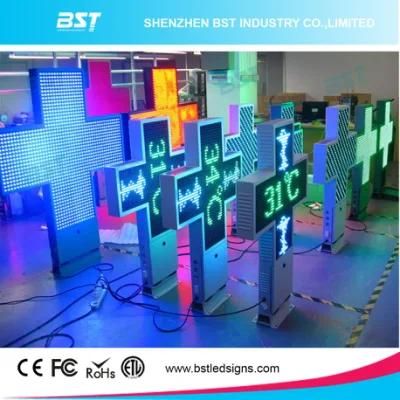 P14 Two Face Rb Outdoor Programmable LED Pharmacy Cross