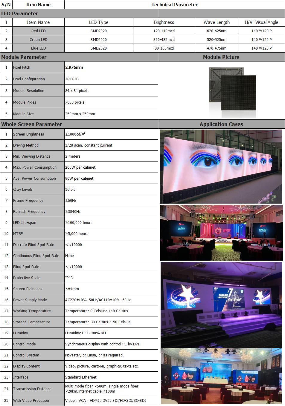 P2.976 RGB 84X84 LED Matrix Display Module for Permanent Installation Factory