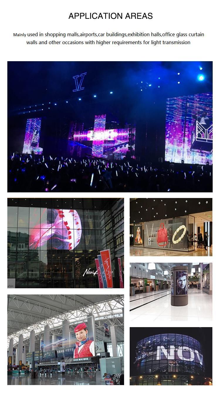 Window Glass Transparent LED Display with High Transparency for Indoor Outer View P7.8, P15.6