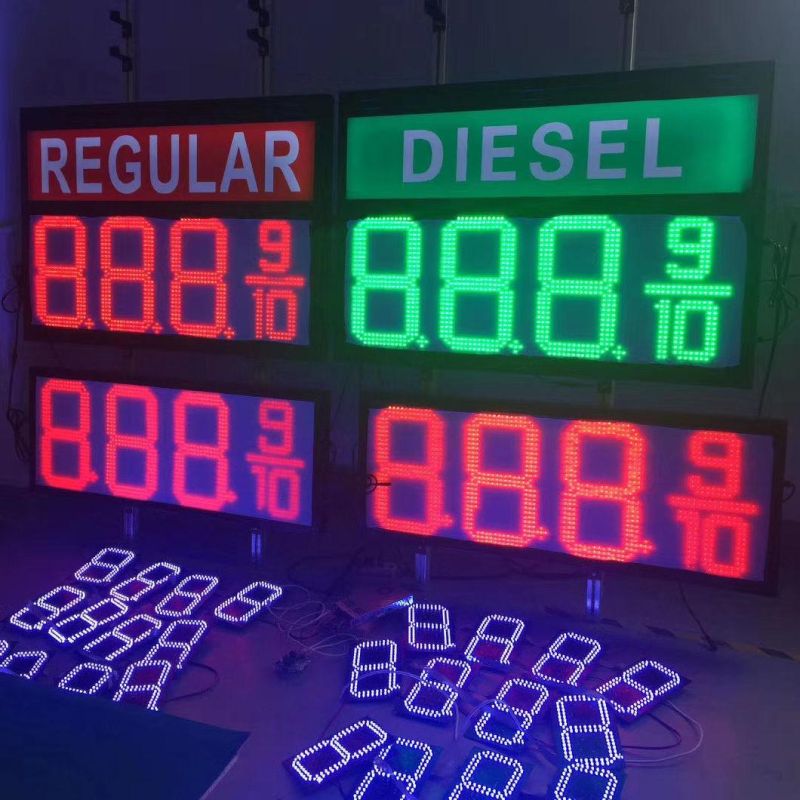 Single Red Diesel Oil Price Sign LED Light Box 12" Digital Gas Price Sign
