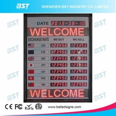 Red Indoor LED Exchange Rate Sign with Text Display