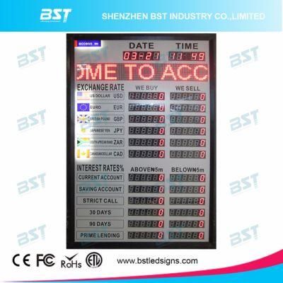 Indoor LED Exchange Rate Board with Text Message Sign