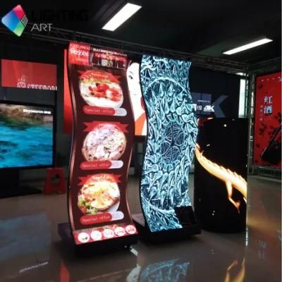 Indoor P2.5 Portable S-Shaped Smart Advertising Player LED Screen Poster Display for Shopping Mall