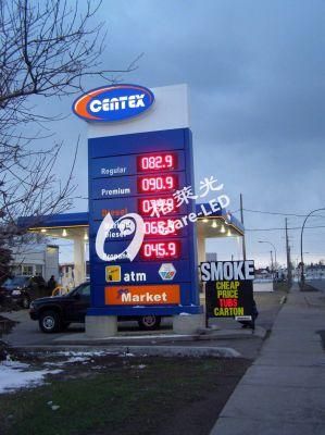 Pylon Sign Illuminated Gas Station Digital Signage Petrol Station Fuel Price Sign