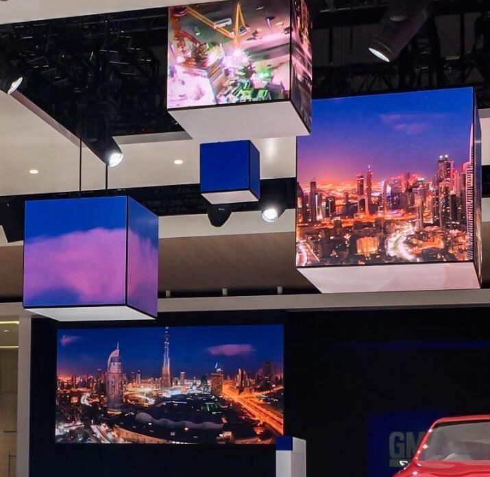 P3.91 Indoor LED Wall Mounted Cube Display Screen Four-Sided