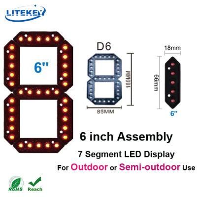 RoHS Approved 6 Inch Assembly 7 Segment LED Display with Waterproof for Outdoor or Semi-Outdoor Application