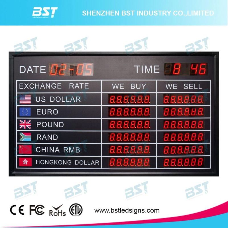 Customize Indoor LED Exchange Rate Sign for Bank