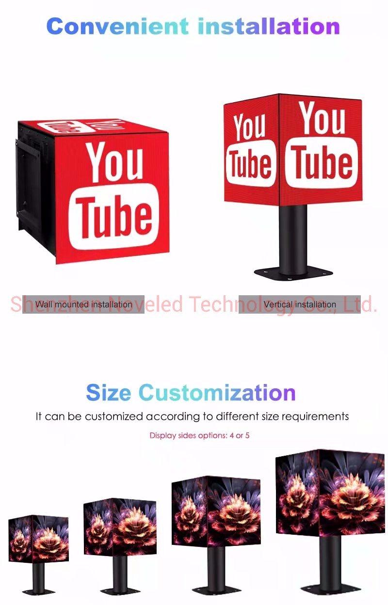 3D 500*500*500 mm P3.91mm Cube LED Screen Four Faces Magic Cube Display for Stage/Plaza Outdoor Cube LED Screen