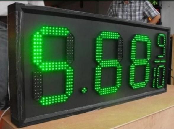 Green 8.88 9/10 15inch LED Gas Price Sign Billboard IP53 7segment LED Gas Price Sign