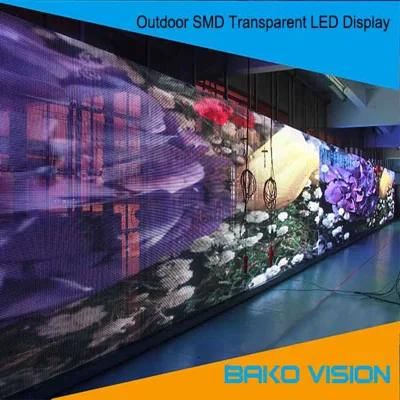 Outdoor Full Color IP65 Window Advertising Wall SMD 5500 Nits High Transparent LED Display