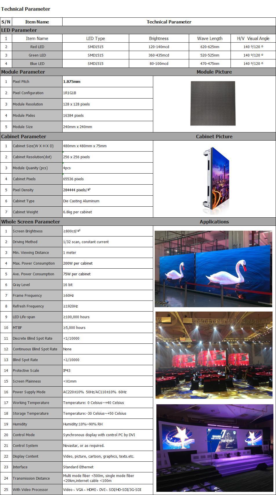 1.875mm Video Wall Panel HD LED Display Screen for Meeting Room