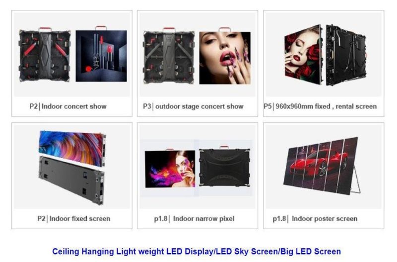 Ceiling Hanging Light Weight LED Display/LED Sky Screen/Big LED Screen
