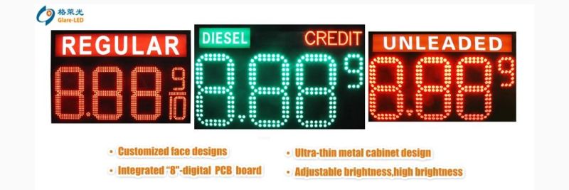 Outdoor Gas Station Gas Price/ 4 Digits Pylon Sign Pricing Price LED Signs/ LED Numbers Display Boards/LED Box Light Gas Price Sign