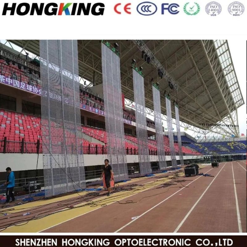 Glass Window Curtain Mesh Indoor Outdoor Advertising Video Wall P5.2 LED Transparent Display Screen Panel