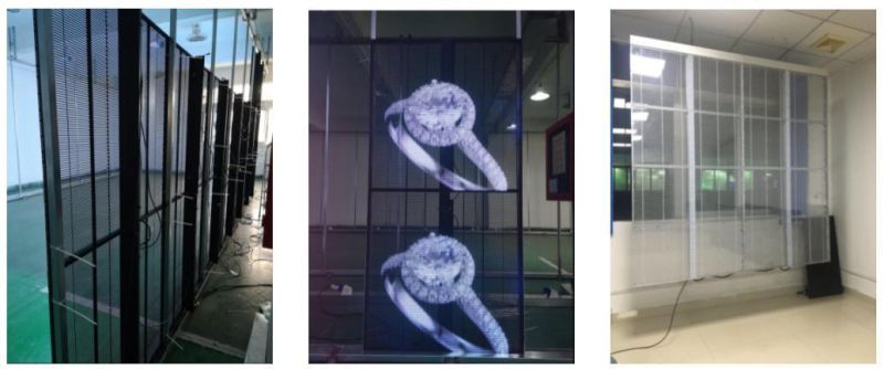 P2.5-7.8mm (1000X500/1000X1000mm) Indoor and Outdoor Advertising Transparent LED Display Screen/Video Wall