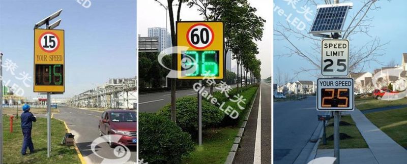 Solar Panel Highway Your Speed Radar Traffic Speed Limit Warning Sign