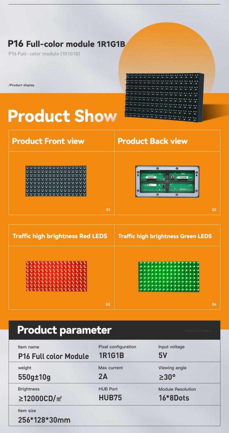 Glare-LED I10000CD DIP LED Display Sign Board P16 Traffic LED Display Screen