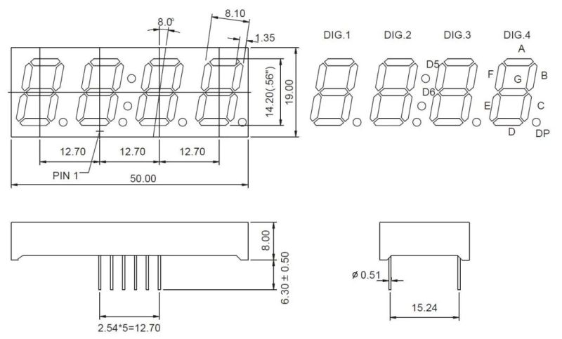 0.56 Inch 4 Digits 7 Segment Clock LED Display with RoHS From Expert Manufacturer
