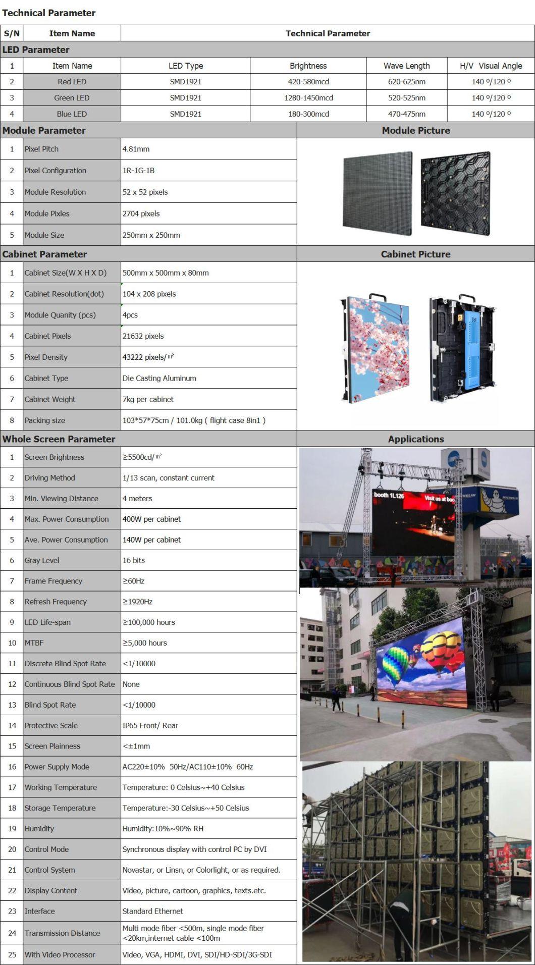 P4.81 Video Performance Stage Rental LED Display Screen for Indoor Outdoor Advertising