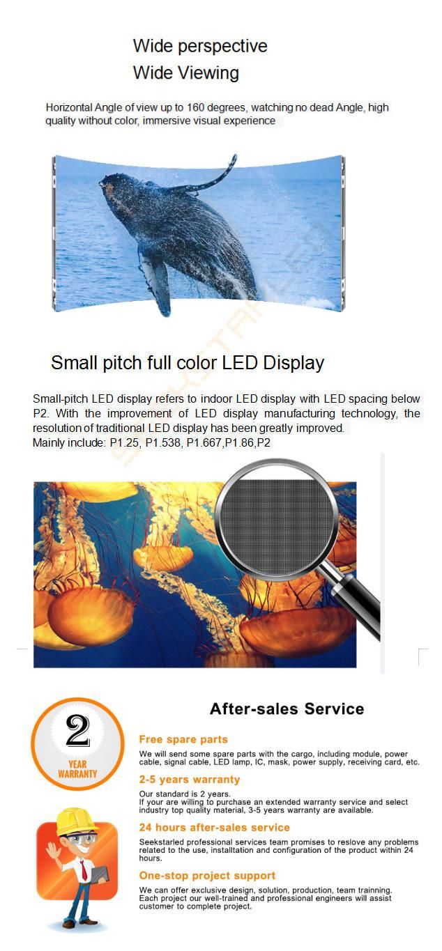 Full Color Ultra Definition LED Display Screen Video Billboard Indoor Small Pixel Pitch 1.25mm LED Display