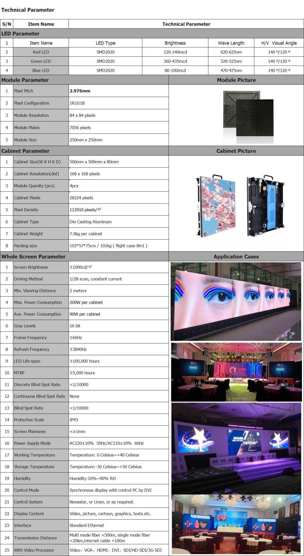 P2.976 Indoor Outdoor Video Screen Panel Stage Performance Rental LED Advertising Display