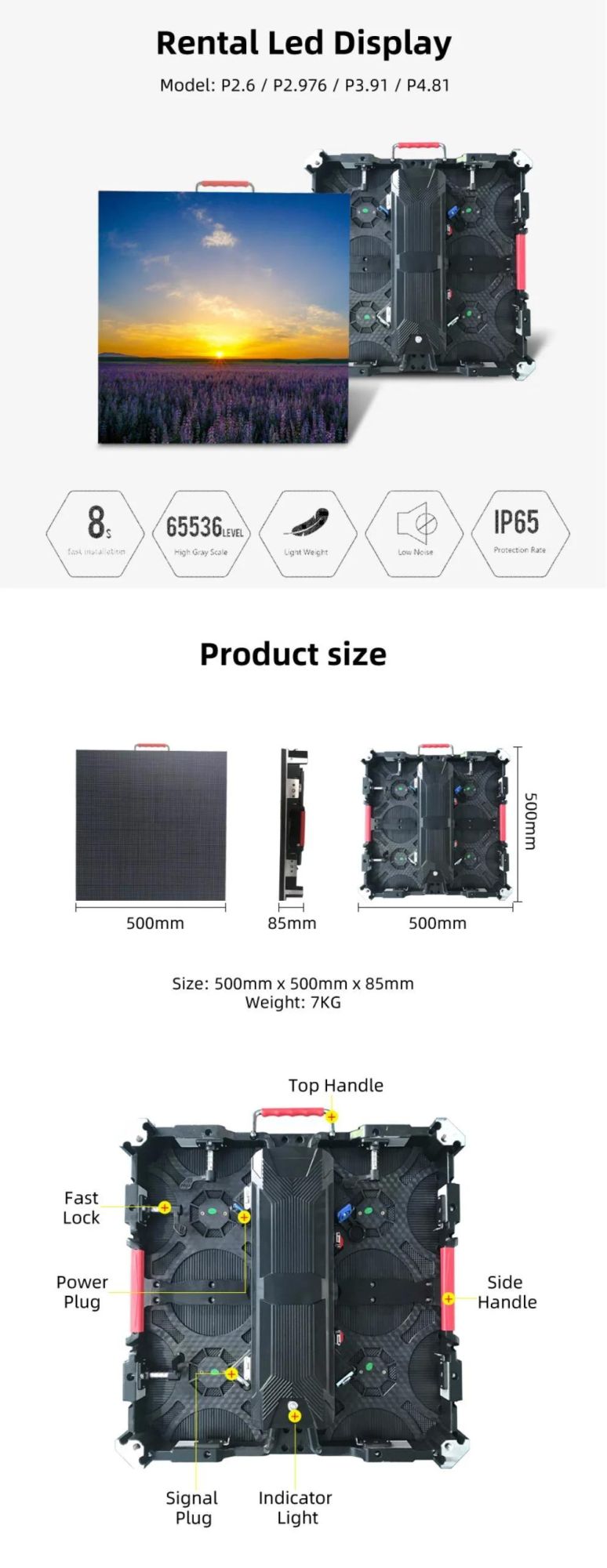 Full Color Outdoor P3.91 LED Screen Module, 250X250mm