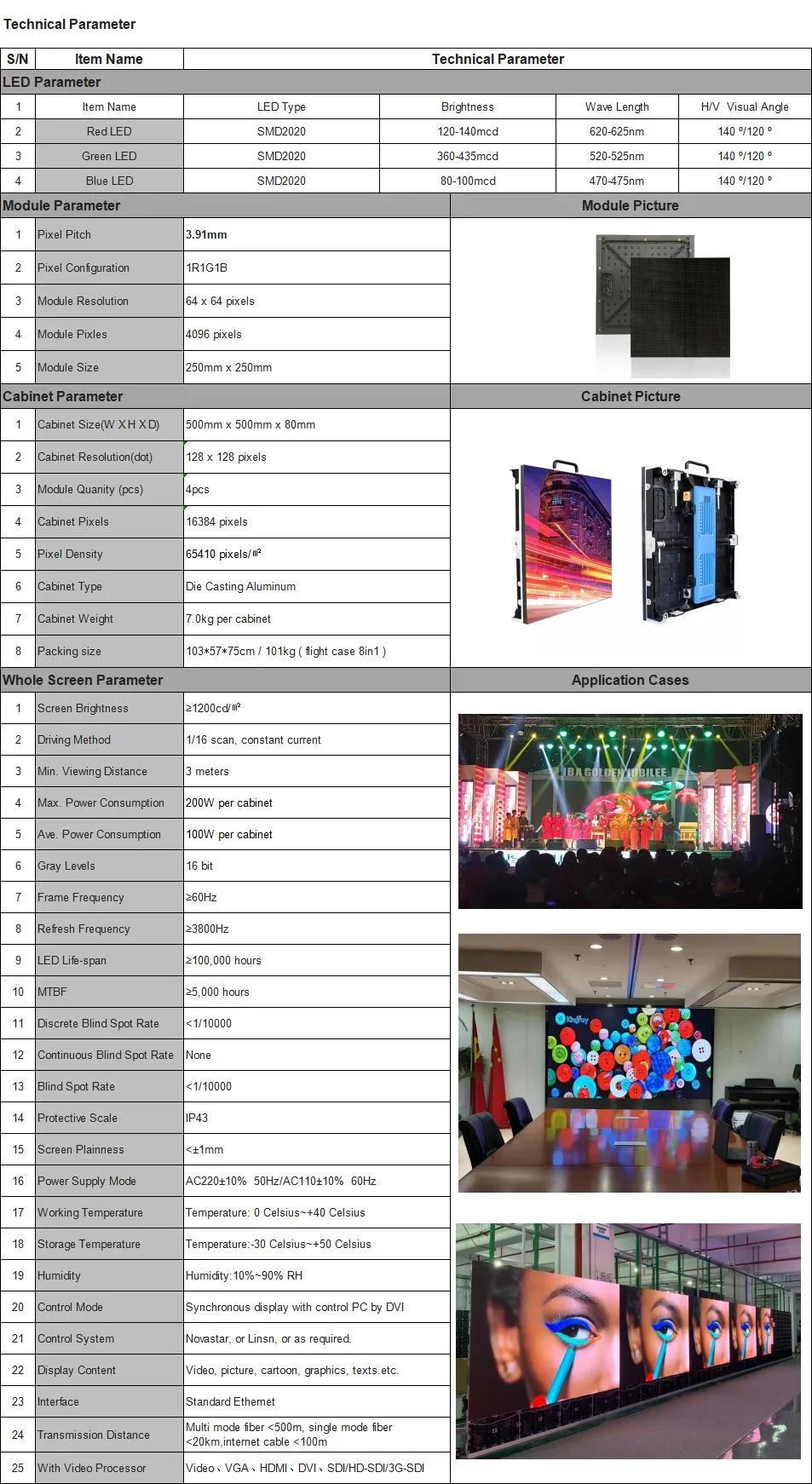 P3.91 Stage Backdrop Lighting Stage Decoration Wall Rental LED Video Screen