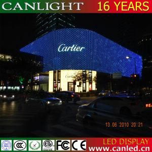 Outdoor Transparent LED Curtain Display Screen Video Wall of Glass Building Advertising
