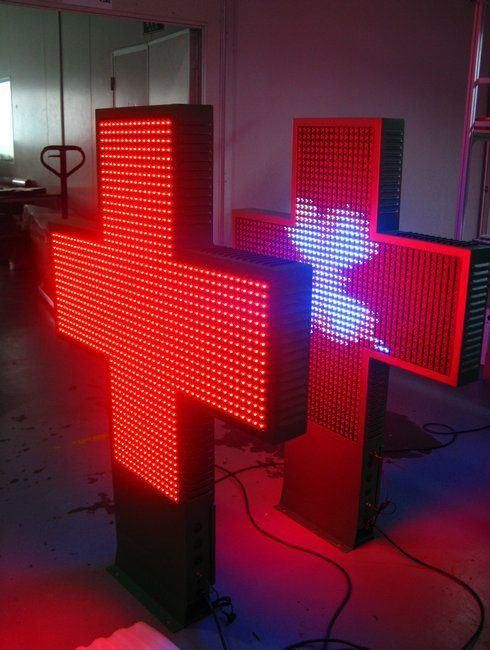 Double Side P10 SMD Full Color LED Display Pharmacy Cross LED Sign