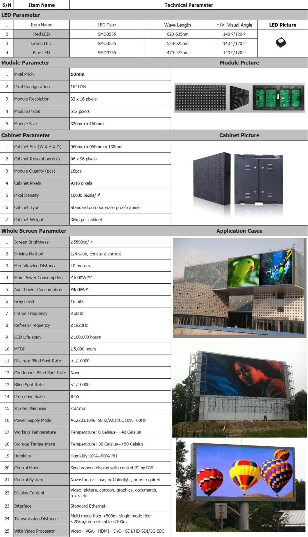 Outdoor Waterproof Fullcolor LED Display Screen for Video Advertising Factory