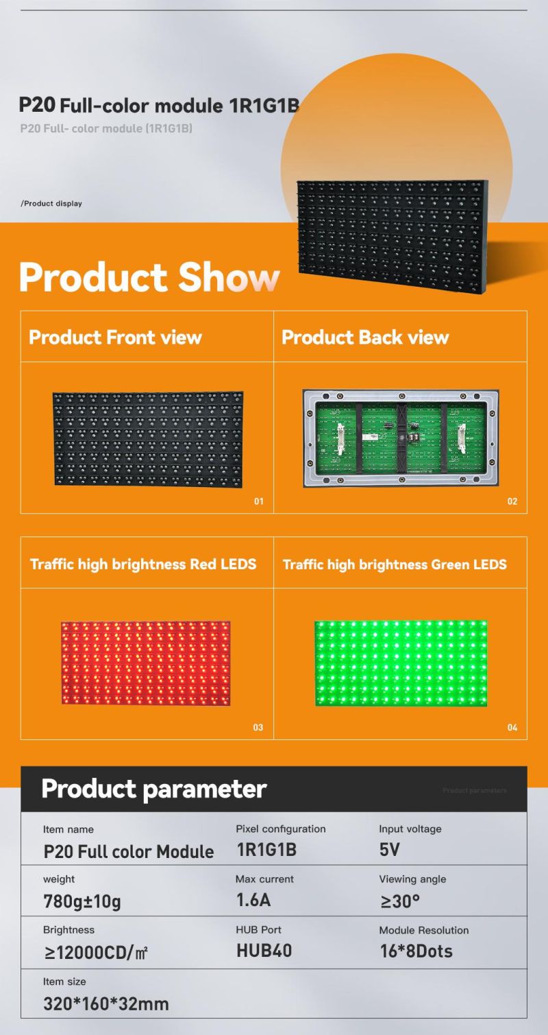 Its LED Screen 8X16 P20 RGB Outdoor LED Traffic Module