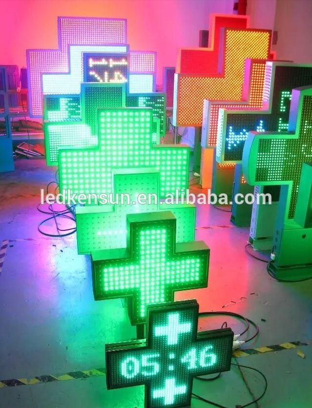 Outdoor Waterproof Single Green P10 DIP Pharmacy Cross LED Screen