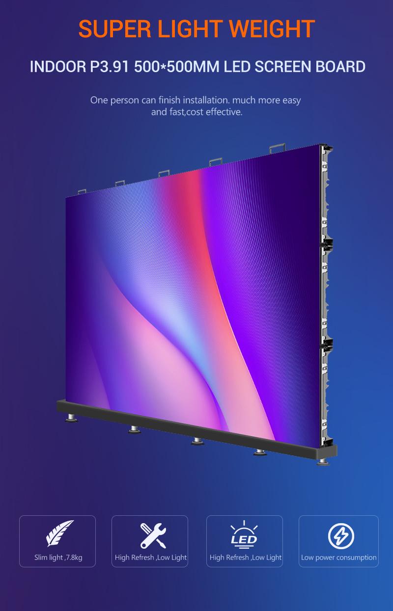 P3.91 HD Indoor Outdoor LED Video Panel 500*500 Advertising Rental TV Wall Background Rental Cabinet LED Display for Stage