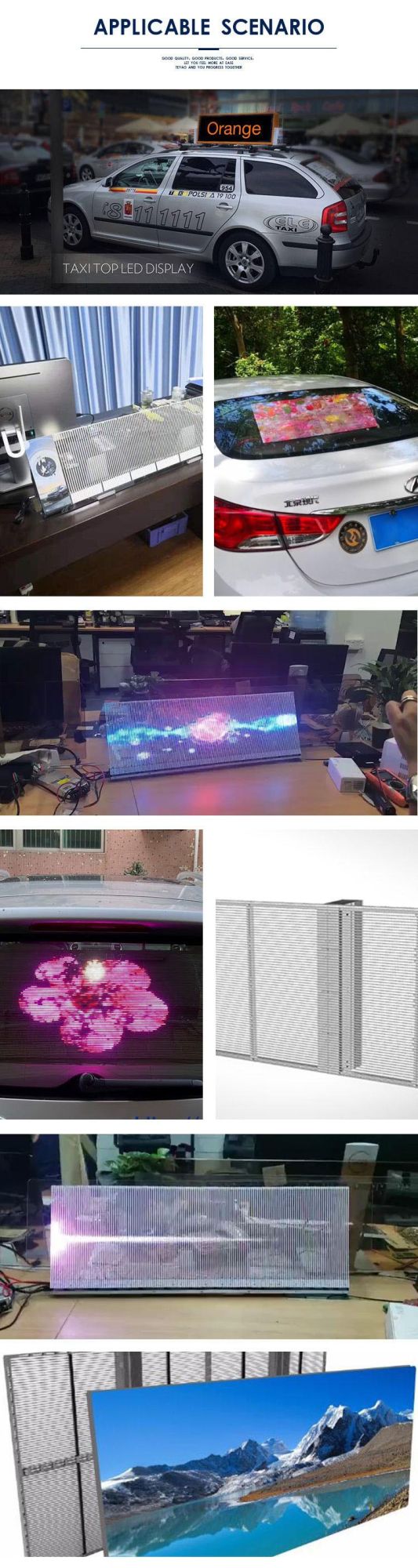 Car LED Display Transparent GPS and 4G Module Taxi Top and Car Back Windows LED Advertising Display