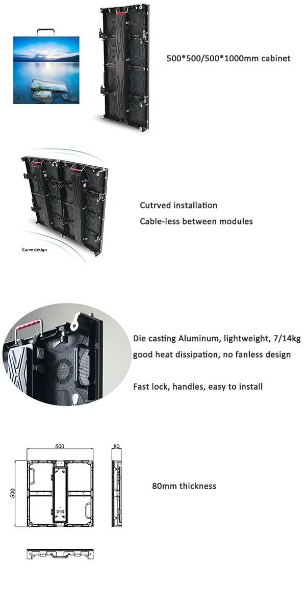500mmx1000mm P4.81 Outdoor Rental LED Display for Church Events