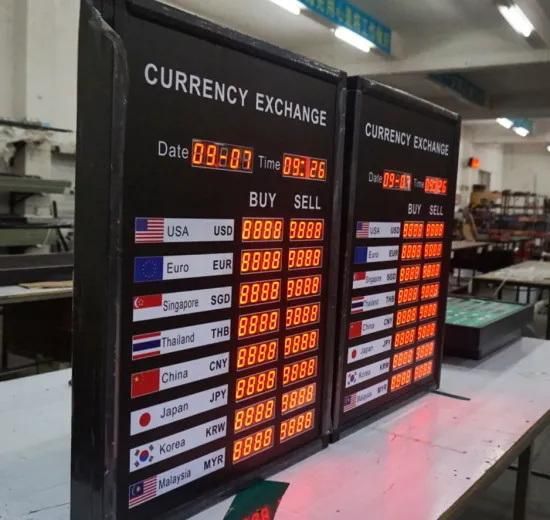 Foreign Currency Exchange Rate Board LED Sign Indicating Advertising Board