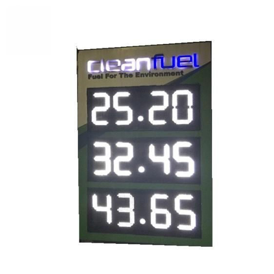 High Brightness 12/16/24 Inch White Digital 8888 LED Gas Station Price Digital Panel LED Gas Sign