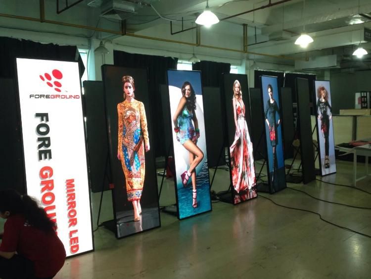 Full Color P2.5 Indoor Poster Mirror LED Display with Aluminum Frame 640mmx1920mm