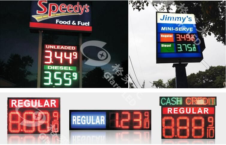 Outdoor 12 Inch LED Oil Display LED Gas Price Sign Red Regular Gas Station LED Price Sign