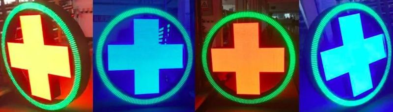 Shenzhen Ks P5 Nationstar LEDs Round Pharmacy Full Color Double Side LED Cross Sign