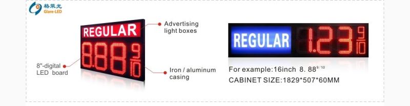 Outdoor Gas Station Gas Price/ 4 Digits Pylon Sign Pricing Price LED Signs/ LED Numbers Display Boards/LED Box Light Gas Price Sign