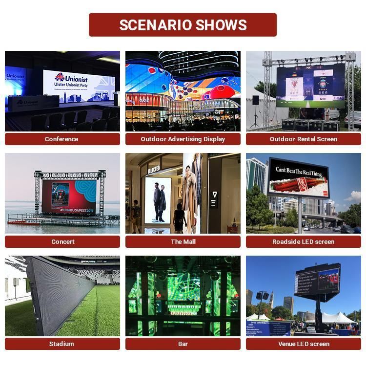 Super Quality Indoor Outdoor High Brightness Full Color LED Screen Panel Sign Billboard P3/P4/P5/P6/P8/P10 Advertising LED Display