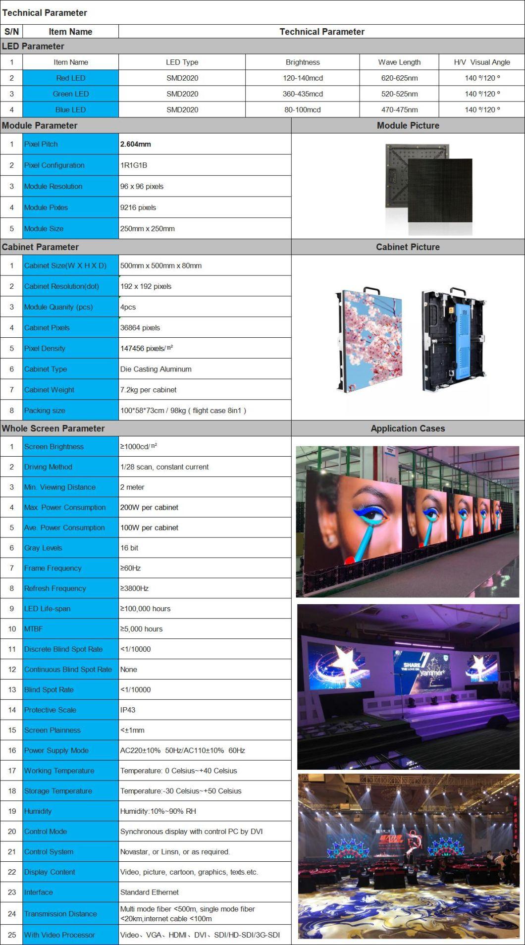 P2.6 Video Display LED Panel for Rental Applications